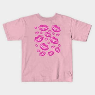 Cover Me In Kisses Playful Pink Lipstick Flirtatious Fun Kids T-Shirt